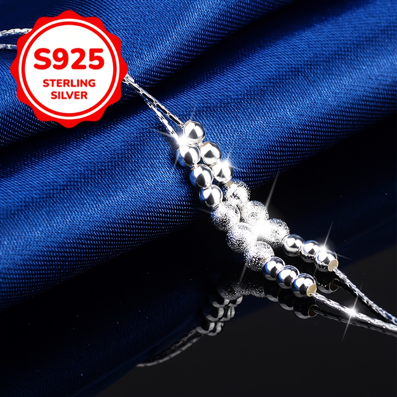 925 Silver Double Strand Round Bead Anklet